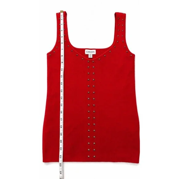 Carmen Marc Valvo Red Star Embellised Tank-Small- NWT $58 retail - Picture 5 of 8